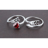 S925 Sterling Silver Men And Women Cupid Arrow Open Couple Ring