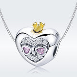 S925 Sterling Silver Zirconia Gold Plated Sweetheart Princess Charms