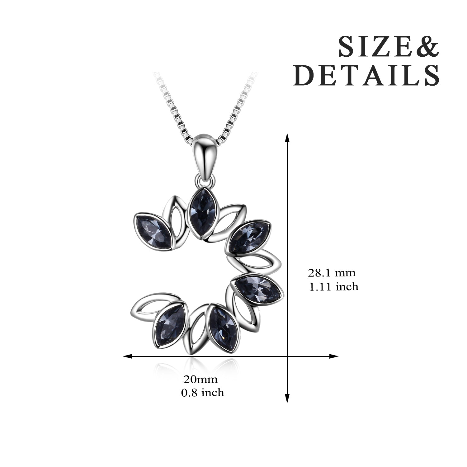 925 Sterling Silver Black And White Gemstone Pendant Necklace Wholesale