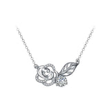S925 silver fashion micro inlaid rose pendant with chain zircon silver necklace