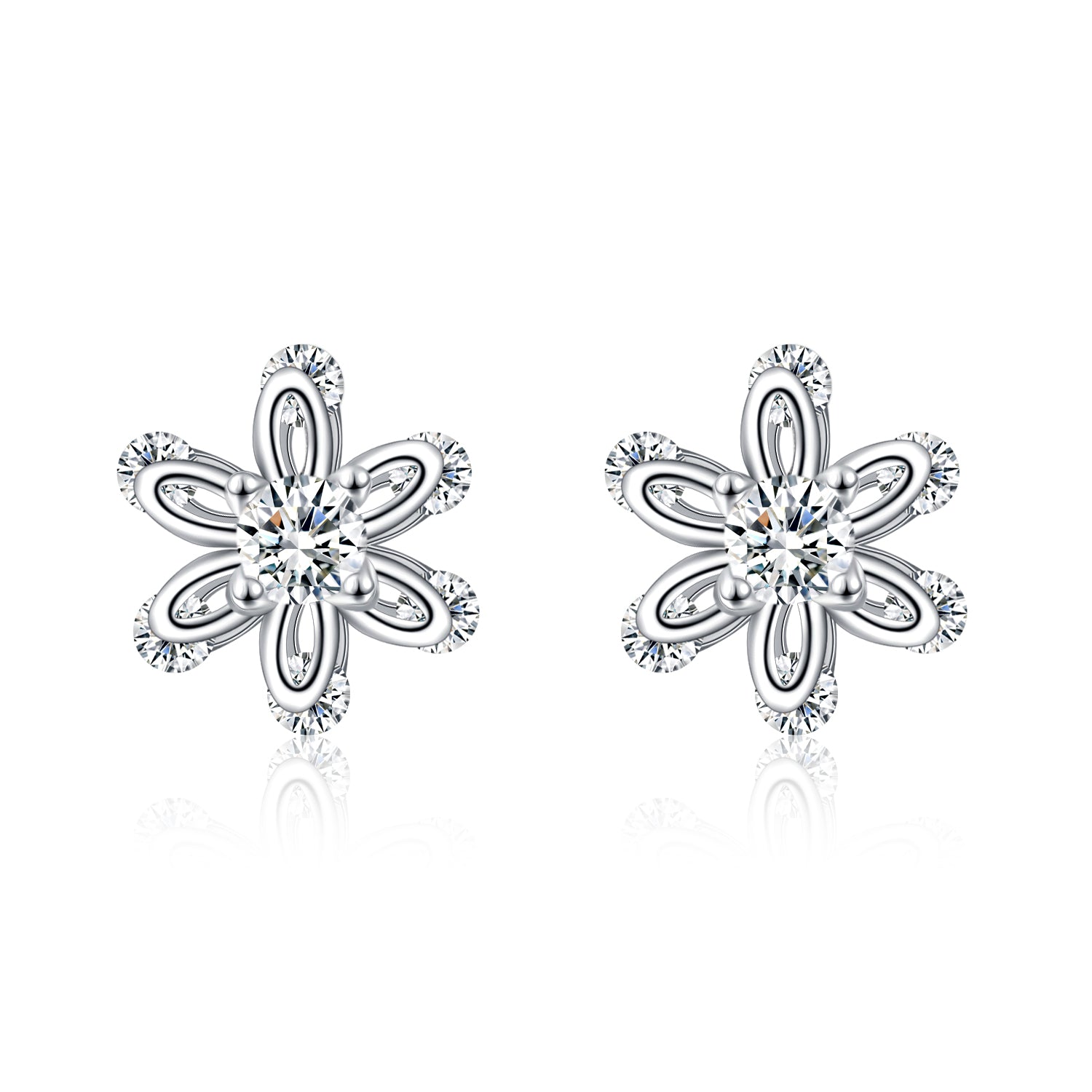 Flower Shape Earrings Snow Winter Beautiful Silver Jewelry Earrings