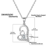S925 Sterling Silver Creative Korean Version Of The Micro-Inlaid Double Love Pendant Necklace Female Jewelry Cross-Border Dedicated