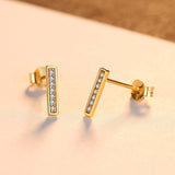 Pave Setting Bar Earrings 925 Sterling Silver Cubic Zircon Bar Jewelry