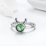 S925 Sterling Silver Cute Antler Ring Oxidized Zircon Ring