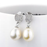 Zircon-filled apple-shaped silver earrings mounting stud earrings