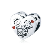 925 Sterling Silver Warm Family Heart Beads Charm Fit DIY Charm Precious Jewelry For Women