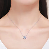S925 sterling silver evil eye pendant necklace white gold plated oil drop zircon necklace