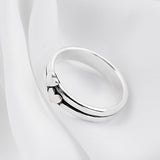 S925 Sterling Silver Simple Double Love Retro Oxidation Ring