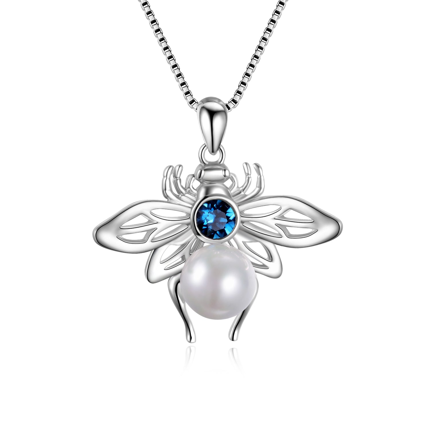 Pearl Bee Necklace for Women Bee Animal Shape Jewelry Silver Necklace