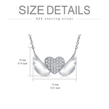 925 Sterling Silver Angel Wing Heart Cubic Zirconia Pendant Necklace Love Necklace for Women