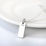 Dog Paw Prints Necklace Silver Smooth Square Pendant