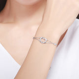 S925 Sterling silver white gold plated zircon love Heart bracelet