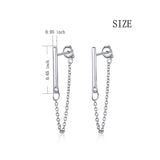 Silver Earing Chain And Bar Silver Sterling 925 Women Stud Earring