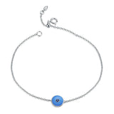 925 Sterling Silver Simple Chain with Evil Eye Bracelets Style Precious Jewelry For Women