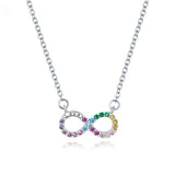 925 Sterling Silver Colorful Infinite Love Pendant Necklace Precious Jewelry For Women