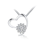 S925 Sterling Silver Creative Micro-Inlaid Sun Flower Diamond Love Pendant Necklace Female Jewelry Cross-Border Exclusive