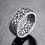 S925 Sterling Silver Sweetheart Clover Ring Oxidized Zircon Ring