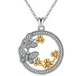 S925 sterling silver butterfly love flower necklace pendant fashion jewelry