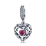  Silver Zirconia Heart Happiness Dangle Charms