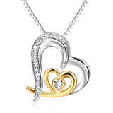 very popular double heart rhinestone crystals necklace latest hot sale