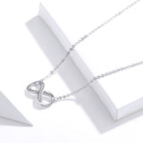 S925 Sterling Silver Love Infinity Lettering Necklace White Gold Plated Zircon Necklace
