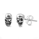  Silver Skull Head Stud Earrings