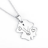 Hand In Hand Necklace I Love You Every Step Of The Way Engraved Necklace