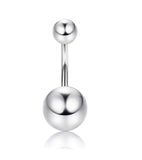 925 Sterling Silver Round Belly Button Ring For Women's External Thread Curved Barbell Belly Button Body Jewelry