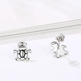 Beautiful Designed Turtle Shape Earrings Silver Sterling Animal Earrings