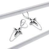 925 Sterling Silver Vintage Cross Dangle Earrings Precious Jewelry For Women