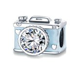 925 Sterling Silver Blue Camera Charm For DIY Bracelet  Precious Jewelry For Women