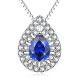 Crystal Blue Water Drop Necklace Silver Wholesale Design Necklace