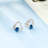 New 925 Sterling Silver Jewelry CZ Stone Heart Daily Wear Stud Earrings