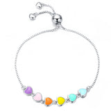 silver white gold plated Epoxy rainbow heart bracelet