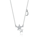 925 Sterling Shining Silver Shining Stars and Moon Pendant Necklace Fashion Jewelry For Women