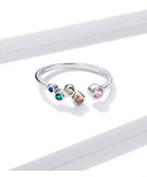 Sterling Silver 925 Signet Ring Colorful Bubbles Open Finger Rings For Women