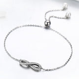 S925 Sterling Silver Zirconia Pearl Infinity Elegant Bracelet
