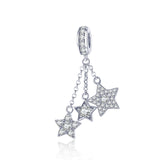 silver zirconia brilliant star dangle charms