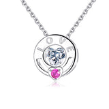 S925 Sterling Silver Item Decoration Net Red Explosion Section Love Letter Round Edge Heart-Shaped Stone Smart Necklace