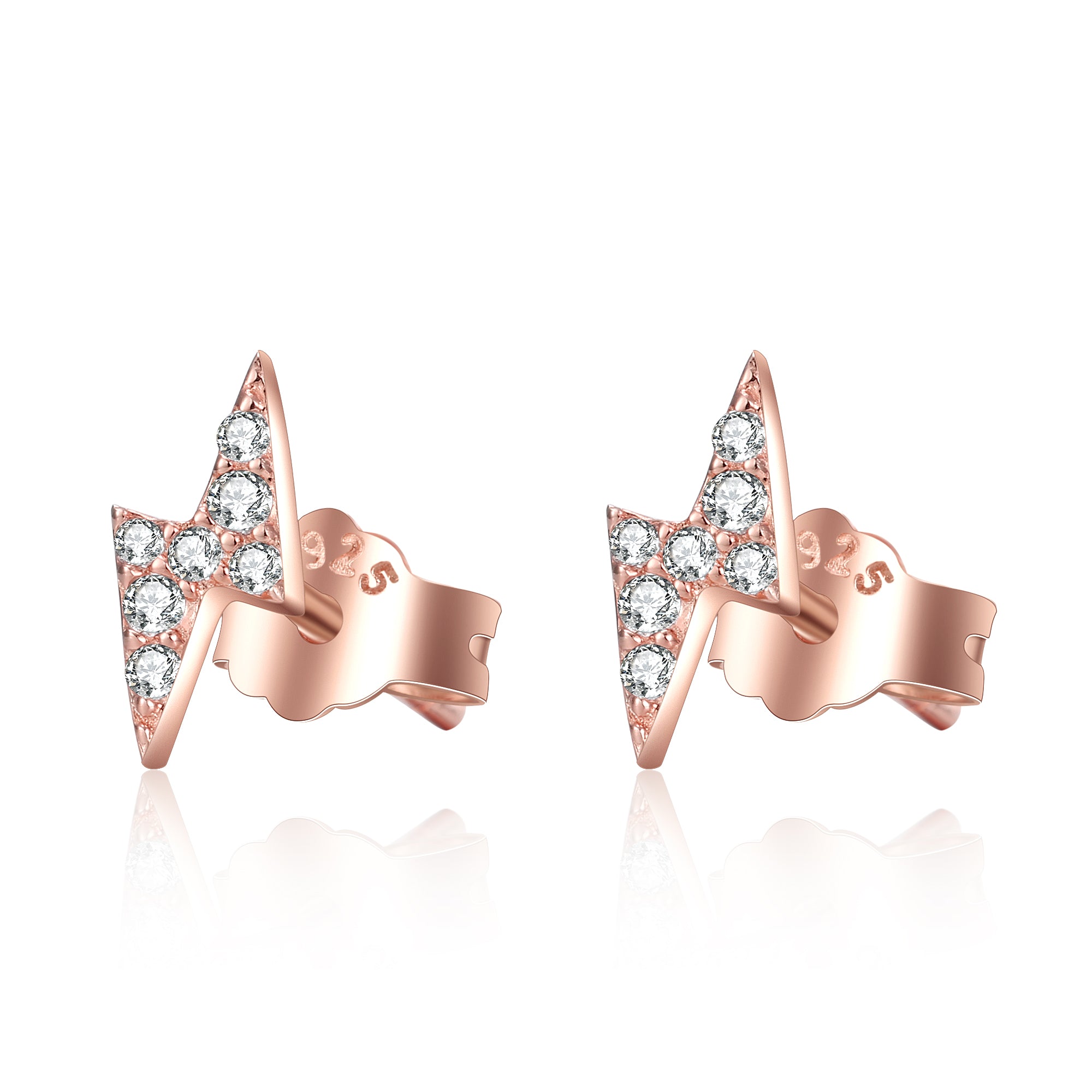 Wholesale Small Order Latest Designs Classic Lightning Stud Earrings Rose Gold Plating