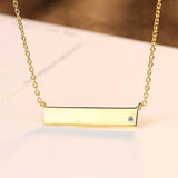 Horizontal Bar yellow gold  crystal pendant S925 Sterling silver necklace fashion Anniversary