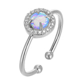 14K Gold Plated Cute Opal Ring Adjustable Cubic Zirconia Ring