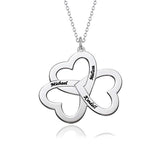Heart Four Leaf Clover 925 Sterling Silver Personalized Lucky Necklace Adjustable 16”-20”