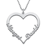 925 Sterling Silver/Copper Personalized Classic Heart  Name Necklace with Two Names Rolo Chain 18”