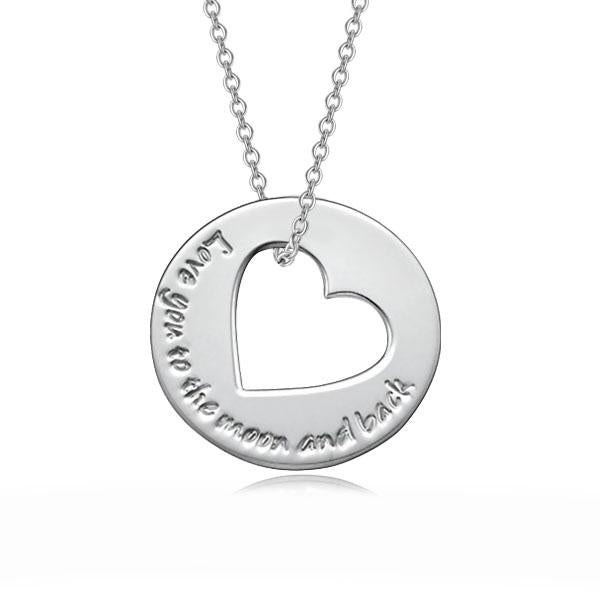 925 Sterling Silver Personalized Round Love Heart Necklace Adjustable 16”+2”