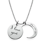 I Love You To The  Moon And Back  925 Sterling Silver Personalized Necklace -Adjustable 16”-20”