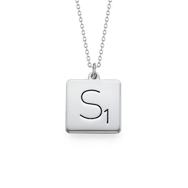925 Sterling Silver Personalized Square Initial Necklace-Adjustable 16”-20”