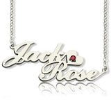 925 Sterling Silver Personalized Double Name Necklace With Heart Adjustable 16”-20” - 925 Sterling Silver OEM And Customization