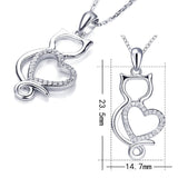 925 Sterling silver cute animal cat chain pendant&necklace with cubic zircon diy craft fashion jewelry making for lover gift