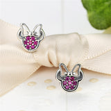 925 Sterling Silver Pink Heart CZ Stud Earrings  For Girls
